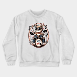 Groovy Cat Drummer, Catch the Beat Crewneck Sweatshirt